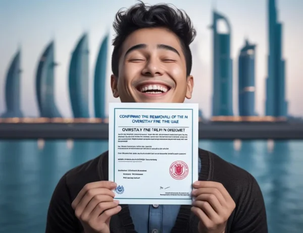 Create a image on removal of Overstay fine in UAE